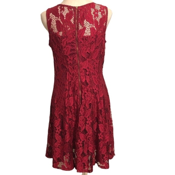 RYAN MICHELLE Dress Women's Size Medium Red Sleeveless Lace Knee Length - Picture 10 of 11